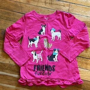 Carter’s Girl’s Pink Friends Furever Dog Long Sleeve Tshirt 5T